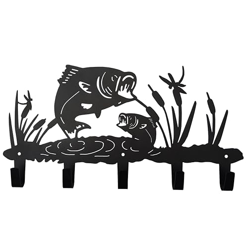 Metal Fish Coat Hooks Wall Art Decor-Fish Hangers and Key Holder-Clothes Rack and Backpack Hanger-Animal Theme Hooks Sweet Home Decor for Storage, Living Room, Hallway, Office (Black) - color: Fish Black