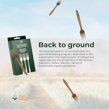 Sustainable Agave Co - Agave Fiber Forks - 24 Count - Plant-Based, Made With Upcycled Materials - Brown, Bulk