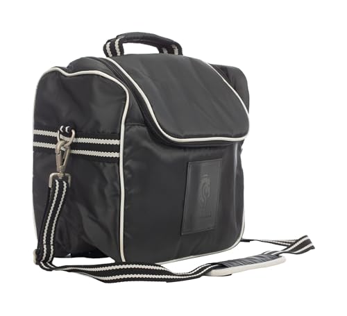 Equinavia Darby Zip Top Equestrian Horse Grooming Bag with Shoulder Strap | 6.5" x 11" x 13" - color: Black/Silver