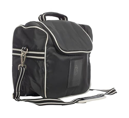Equinavia Darby Zip Top Equestrian Horse Grooming Bag with Shoulder Strap | 6.5" x 11" x 13" - color: Black/Silver