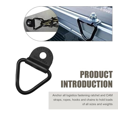 4PCS Car V Tie Down Anchor, Multifunctional Metal Hook Trunk Fixing Rail Accessory, 2.3" x 2.2" Heavy-duty Truck Bed Bolt on V Ring Replacement, for Off-road Vehicles (Black)