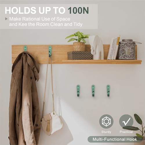 BREYDROK 20-Pack Coat Hooks for Hanging, Heavy Duty Green Metal Wall Hooks | Single Prong Hanging Hooks with Screws for Towels, Backpacks, Hats, Kitchen Hook - color: 20pcs + Mint Green