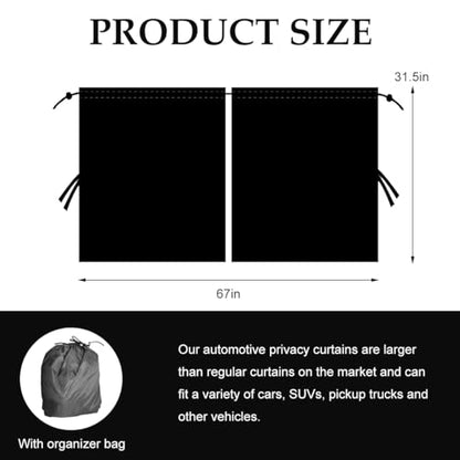 Car Privacy Curtain, Vehicle Privacy Blackout Curtain Sun Shade Cover, Auto Sunshade Screen Cover Blocks Light for Sleeping Camping Fit Sedan SUV Truck, Car Accessories - color: 1pcs