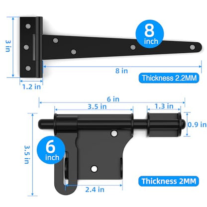 Fence Gate Frame Kit with 8 inch Hinges, Includes 8PCS Corner Brace BracketsGate Hardware kit for Wood Fence, Shed Doors, (2 Sets 8 inch Wooden Fence Gate) - size: 2 Sets 8 inch Wooden Fence Gate