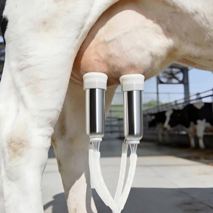 VEVOR Goat Milking Machine, 3.2 Gal / 12 L Food-Grade Stainless Steel Bucket, 4 Teat Cups for Cows and Goats, with 8000 mAh Rechargeable Battery, Electric Pulsation Milking Machine Portable Milker - size: 12L+Portable