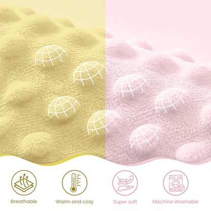 SANDJEST Minky Blanket 2 Pack with Dotted Back 30 x 40 Inches, Gift for Christmas Birthday (Bee, Elephant) - color: Bee X Elephant