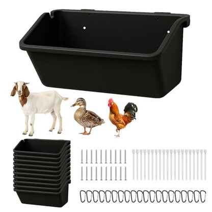 10-Pack 5 Qt Hanging Goat Feeders and Mineral Troughs for Fences - color: 10 Packs