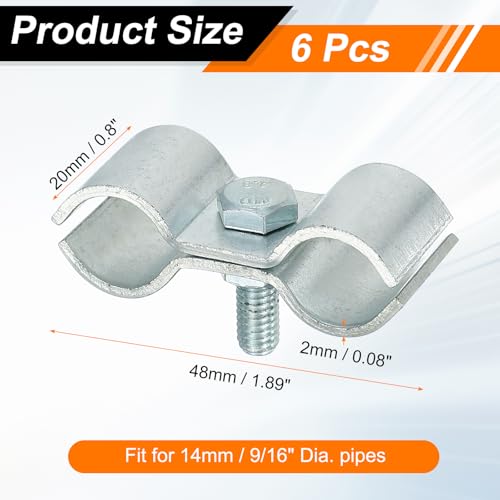 HARFINGTON 6pcs Chain Link Fence Panel Clamps 9/16" Galvanized Dog Kennel Clamps Fence Connector Temporary Dog Cage Hardware Parts with Bolts and Nuts for Round Pipe Panel Frame Cage - size: 9/16"