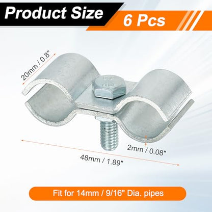 HARFINGTON 6pcs Chain Link Fence Panel Clamps 9/16" Galvanized Dog Kennel Clamps Fence Connector Temporary Dog Cage Hardware Parts with Bolts and Nuts for Round Pipe Panel Frame Cage - size: 9/16"