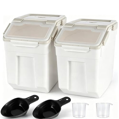 Saim 2 Pack 25lb Flour & Rice Storage Container Bin,Rice Dispenser (Grey) - color: 2Pack 25lb Grey