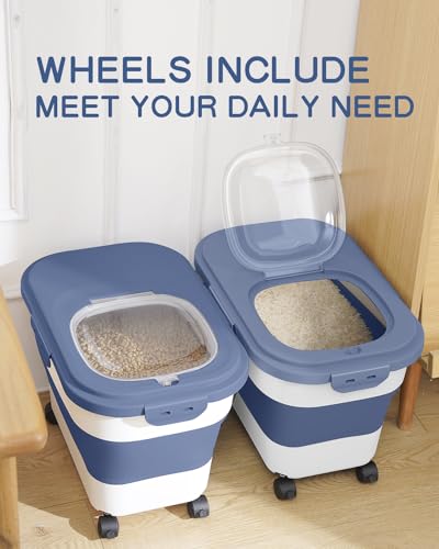 20-30 Lbs Rice Storage Container,Collapsible Food Storage Container - color: Dark Blue/20-30LBS