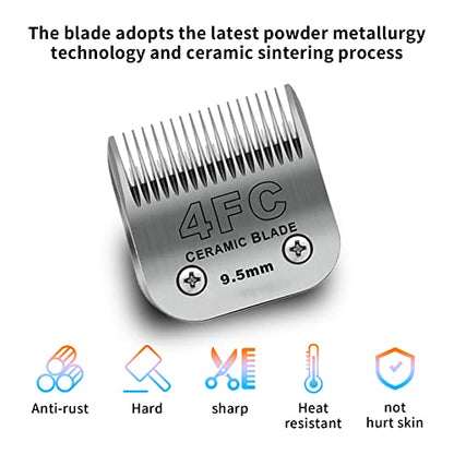 4FC Dog Grooming Ceramic Blades,Compatible with Andis,Oster A5,Wahl KM10 | Size 4FC Detachable Blade 3/8-Inch 9.5MM Cut Length,3 Pack - size: 3pc 4fc:3/8''(9.5mm)