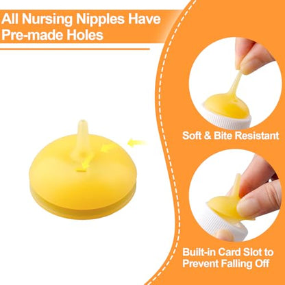 Pet Feeding Nipple with Syringe, Soft Silicone Nursing Pet Feeding Bottle, Ventilation Valve Resistant Tearing for Puppies, Kittens, Rabbit, Small Wildlife (Yellow) - color: Yellow-M Size