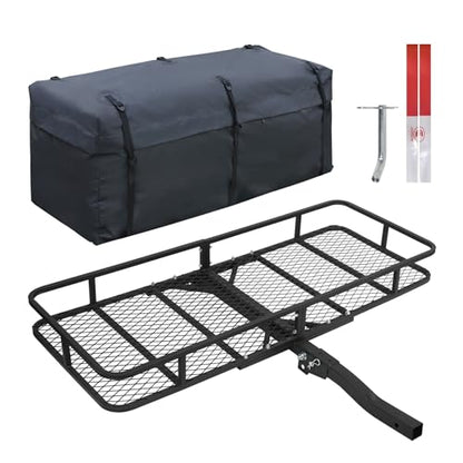 Leader Accessories Folding Hitch Cargo Carrier Rack with Bag 60"x24"x6" - size: 60"x24"x6" Hitch Cargo Basket with Cargo Bag