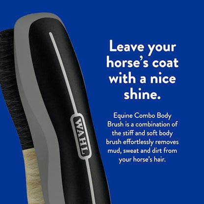 Wahl Professional Animal Equine Grooming Combo Body Horse Brush, Black - color: Black/Beige