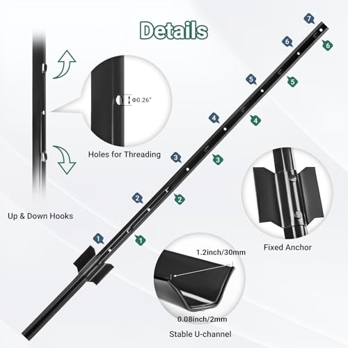 Fence Posts 4 FT Black, 16 Pack Heavy Duty U Posts - color: Black, size: 4FT-16Pack