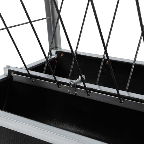 Hay Feeder, Livestock Feed Trough with 2-in-1 Hay and Grain Feeder, Heavy Duty Steel Frame and Deeper Pan Hay Rack, Feeding Station for Sheep, Calf, Cow, Horse, Goats for Pasture, Farm (Black) - color: Black