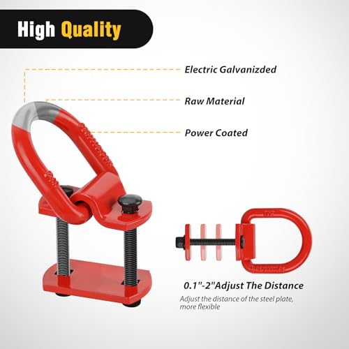 Nilight 4 PCS 1/2" D Ring Tie Down Anchor Bolts on Trailer | Heavy Duty Rings with Screws Bolts on Trailer Truck Bed Cargo 12000 Lbs Break Strength Hook Red - color: Red