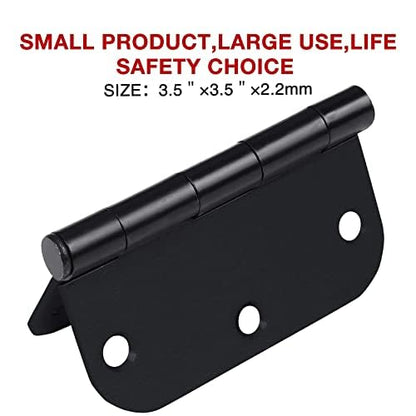 TDCHINGES 3 1/2" Matte Black Door Hinges 3.5 Inch Rounded Flat 12 Pack - color: Matte Black, size: 12 Pack-no squeak