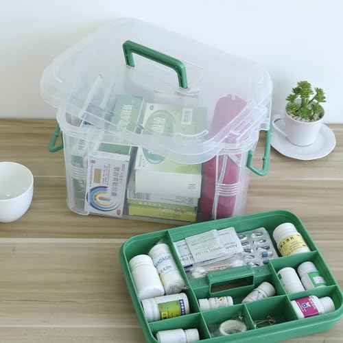 Bringer 15 QT Clear Plastic Family First Aid Box, Medicine Storage Box
