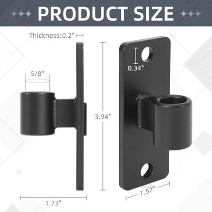 Gate Hinges, 4 Pack Steel Wall Mount Gate Hinge Fit 5/8'' Pin Fence Post Hinge, Heavy Duty Gate Hinges for Wooden or Concrete Farm Gate and Fence Gate(Screws Included) - color: Black-4 Packs
