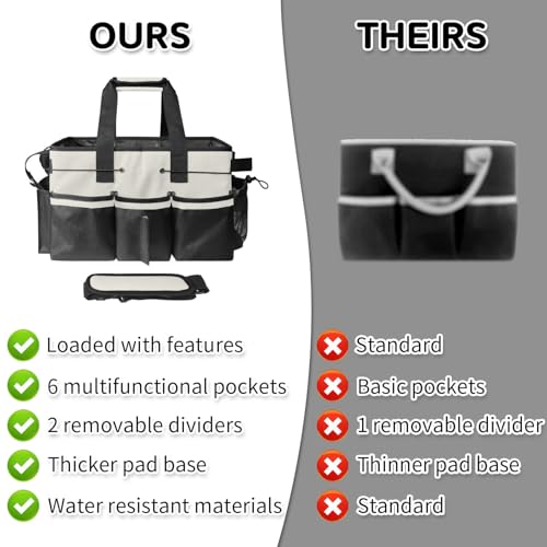 Boczif Cleaning Caddy Bag Wearable,Cleaning Caddy Supplies Organizer(White) | with Handle, Shoulder Straps & Detachable Divide, Cleaning Tool Organizers Tote Bag for Cleaners & Housekeepers - color: White