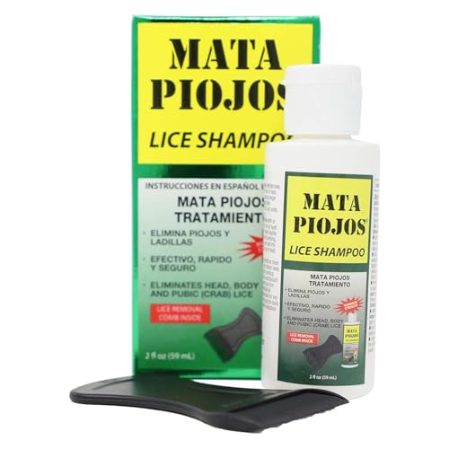 Mata Piojos Lice Shampoo, Maximum Strength Treatment, 2-Pack | Eliminates Head and Body Lice, 2 Fl Oz, Includes Comb, For Kids and Adults