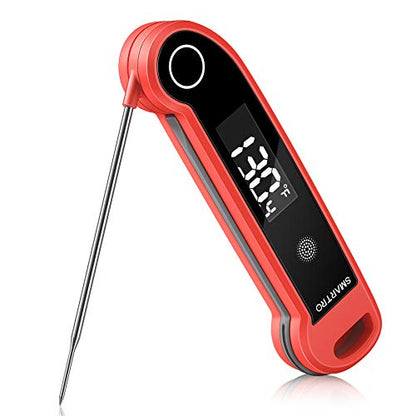 SMARTRO ST49 Digital Thermocouple Instant-Read Meat Thermometer | with Ambidextrous Backlit for Food, Grilling, BBQ, Kitchen Cooking, Oil Deep Frying and Candy - color: Red