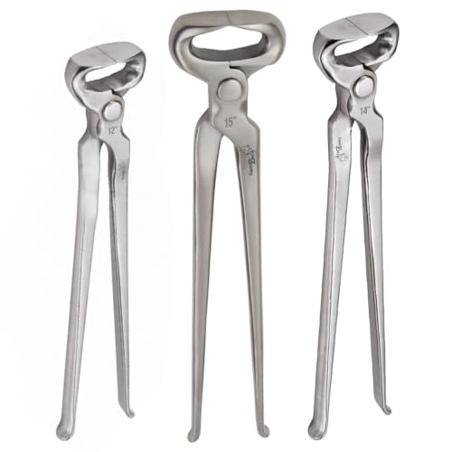Hoof Nipper Set 12" 14" 15" – Premium Vanadium Steel Farrier Nippers in Dull Finish Professional Hoof Trimming Tools for Horses