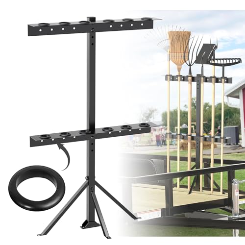 Utility Trailer Tool Rack with 6 Rubber Holes with Brackets , Dark Black - color: Dark Black
