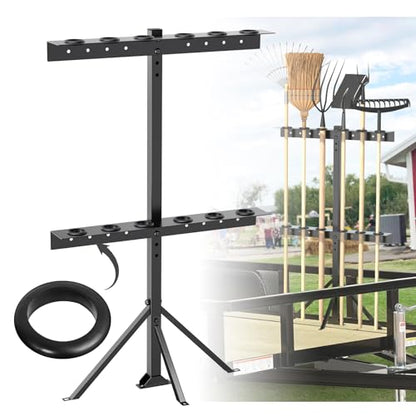 Utility Trailer Tool Rack with 6 Rubber Holes with Brackets , Dark Black - color: Dark Black