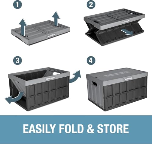 CleverMade Collapsible Storage Bins With Lids, 62L 3 Pack, 100 lb, Stone - color: Stone, size: 62L - 3 Pack