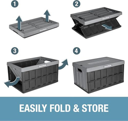 CleverMade Collapsible Storage Bins With Lids, 62L 3 Pack, 100 lb, Stone - color: Stone, size: 62L - 3 Pack