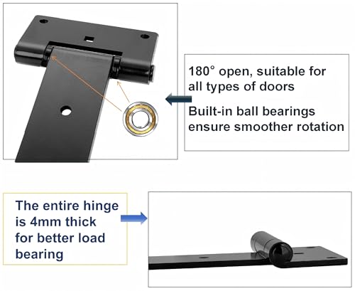 12in T-Strap Gate Hinges,180°Open Heavy Duty Tee Hinge - size: Middle