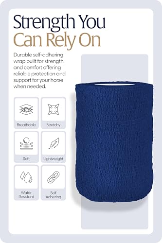Equinavia 20 Pack Self Adhesive Bandage Wrap, 4 Inch Vet Wrap for Horses - color: Blue
