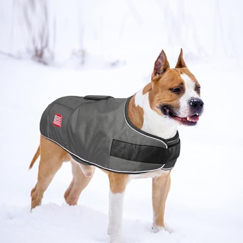 BEAUTYZOO Dog Winter Coat for X-Large Dogs, Waterproof Canvas Jackets - color: Grey, size: XL(Chest Girth 34"-45", Back 24", Neck 24"-29")