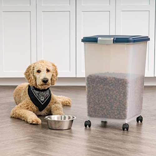 IRIS USA Dog Food Storage Container, Up to 54 lbs, Navy, Made in USA - color: Navy, size: 54 lbs
