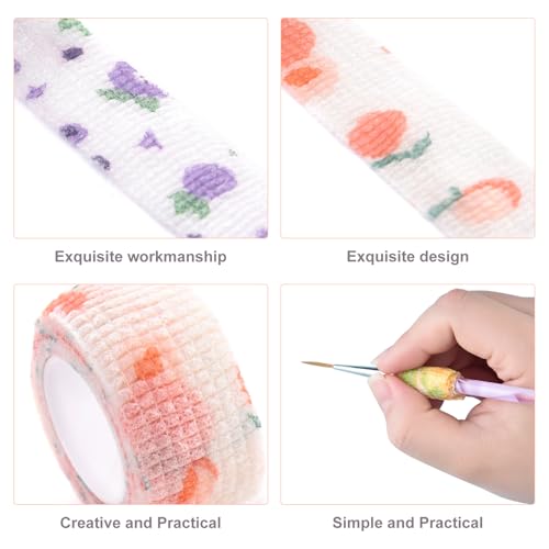 6 Rolls Self Adhesive Bandage Wrap Cute Elastic Cohesive Bandage | Colorful Fruit Vet Tape Wrap for Athletic Sports Finger Wrist Ankle (6 Rolls-Fruit) - color: 6 Rolls-fruit
