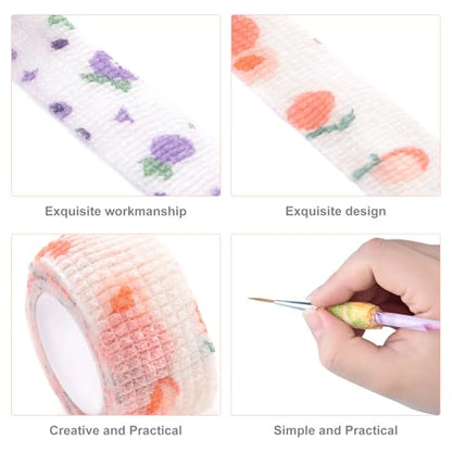 6 Rolls Self Adhesive Bandage Wrap Cute Elastic Cohesive Bandage | Colorful Fruit Vet Tape Wrap for Athletic Sports Finger Wrist Ankle (6 Rolls-Fruit) - color: 6 Rolls-fruit