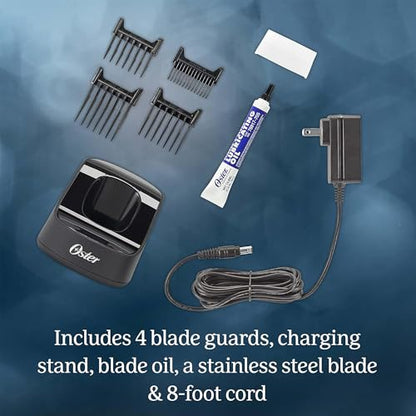 Oster Professional Cordless Hair Clippers, Fast Feed for Barbers and Hair Cutting with Detachable Blade, Burgundy