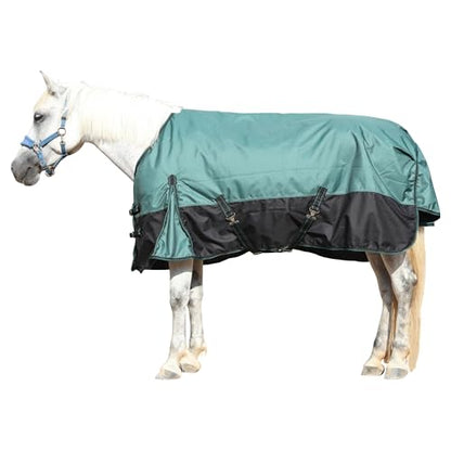1200D Horse Blanket, 200g Medium Weight Waterproof Winter Turnout - color: Green Black, size: 81"