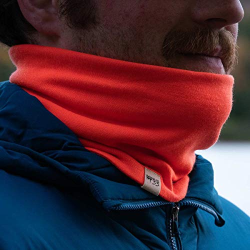 100% Merino Wool - Midweight Neck Gaiter - Skiing Neck Warmer - Winter Face Mask - Multipurpose Headwear - color: Blaze Orange