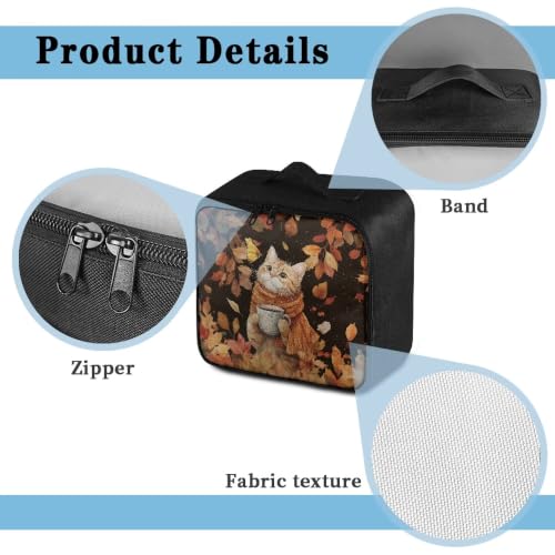 Thanksgiving Pet First Aid Bag Empty Travel Rescue Pouch Medical Bags First Responder Storage Compact Medicine Bag for Car Home Office Kitchen Outdoor Fall Maple Cat - color: Thanksgiving Fall Maple Cat