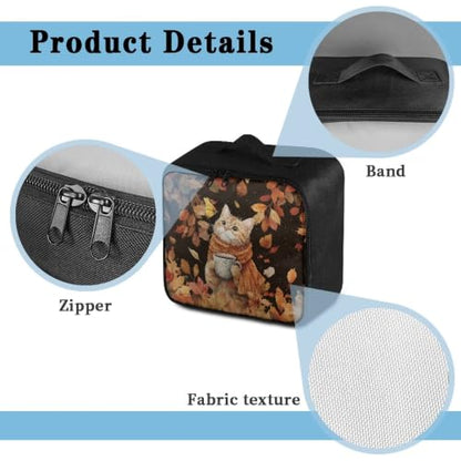 Thanksgiving Pet First Aid Bag Empty Travel Rescue Pouch Medical Bags First Responder Storage Compact Medicine Bag for Car Home Office Kitchen Outdoor Fall Maple Cat - color: Thanksgiving Fall Maple Cat