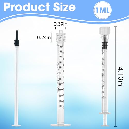 20 Pack 1ml/cc Luer Lock Syringe with Caps, Plastic Syringe without Needle for Liquid, Sterile Individually Wrapped - style: 1mL