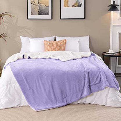SOCHOW Sherpa Fleece Throw Blanket, Lilac, 50x60 inches - color: Lilac, size: 50"×60"