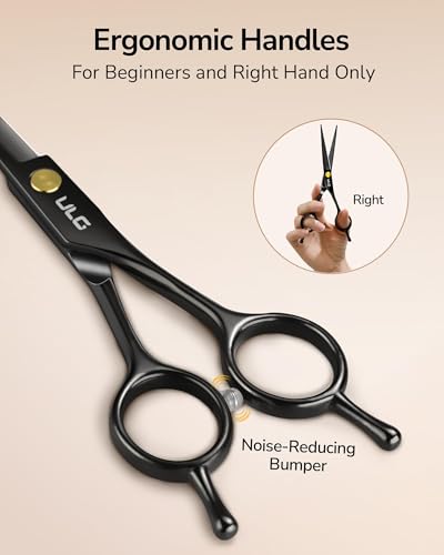 Hair Cutting Scissors Thinning Shears Kit ULG Professional Barber Hairdressing Texturizing Salon Razor Edge Scissor Japanese Stainless Steel 6.5 inch BLK
