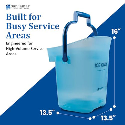 Ice Bucket, San Jamar Light Duty, 6 Gallon, Dual-Grip Handles, Blue