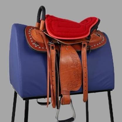 Saddle Tush Cushion Western Long Saddle Pad Horse Riding Seat Saddle Cushion Pad - color: Red style