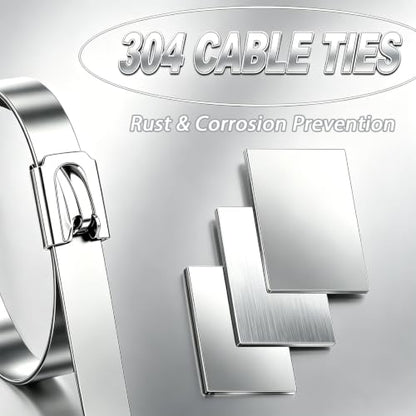 300PCS Cable Ties Kit, 11.8 Inch Heavy Duty Silver Metal Zip Ties - color: Silver, size: 300PCS 1.81x11.8 Inch